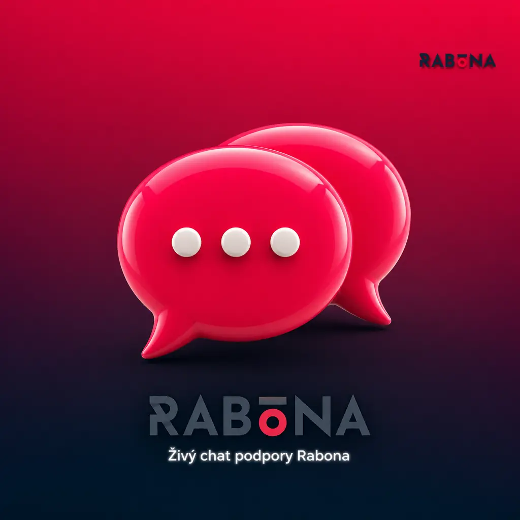 Ikona živého chatu podpory Rabona v pravém dolním rohu webu pro rychlou pomoc s účtem a platbami